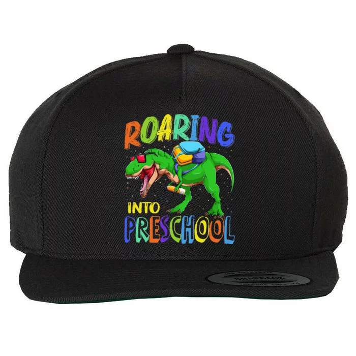 Roaring Into Preschool Dinosaur T Rex Back to School Wool Snapback Cap