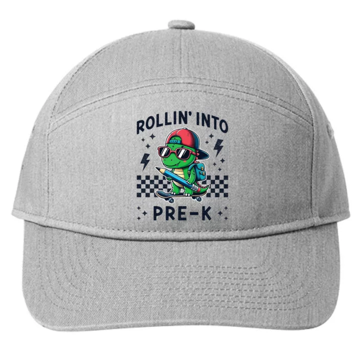 Rollin Into Pre K Dinosaur First Day Pre K Im Ready For Prek 7-Panel Snapback Hat