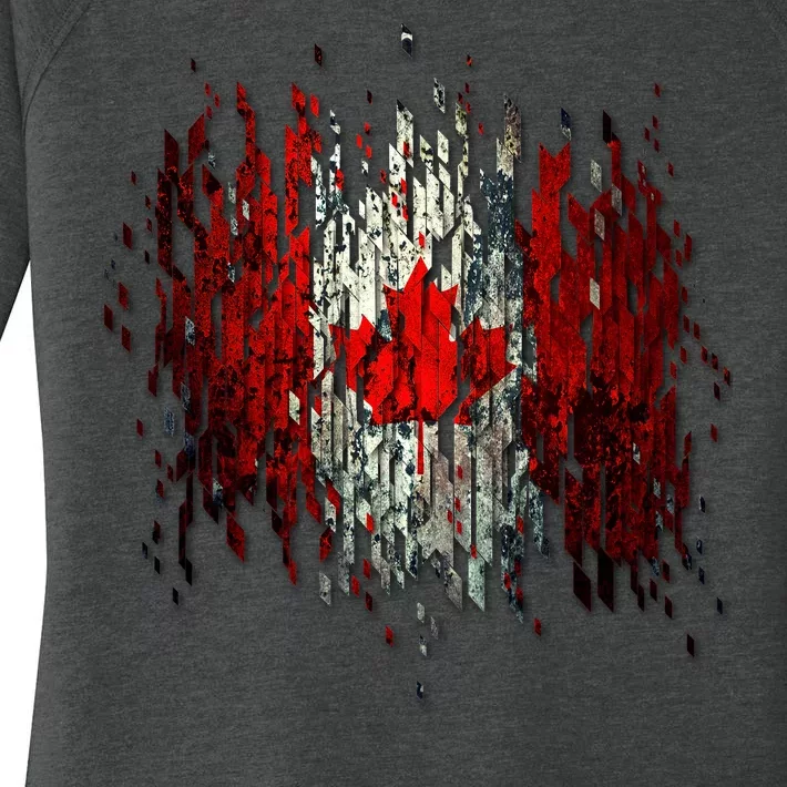 Ripped Canada Canadian Torn Flag Women's Perfect Tri Tunic Long Sleeve Shirt