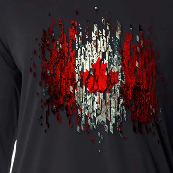 Ripped Canada Canadian Torn Flag Cooling Performance Long Sleeve Crew