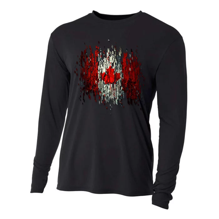 Ripped Canada Canadian Torn Flag Cooling Performance Long Sleeve Crew