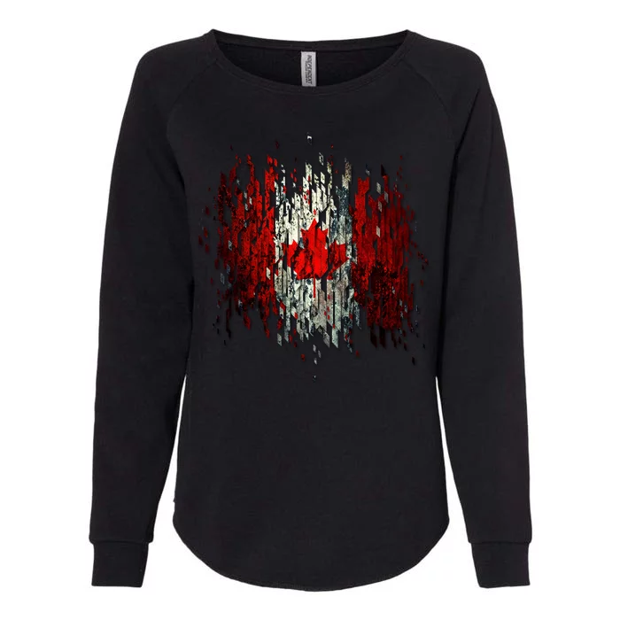 Ripped Canada Canadian Torn Flag Womens California Wash Sweatshirt