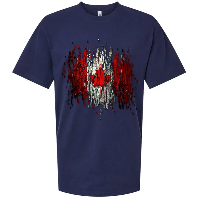 Ripped Canada Canadian Torn Flag Sueded Cloud Jersey T-Shirt