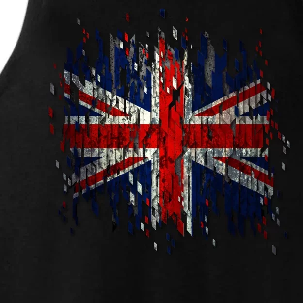 Ripped UK Great Britain Union Jack Torn Flag Ladies Tri-Blend Wicking Tank