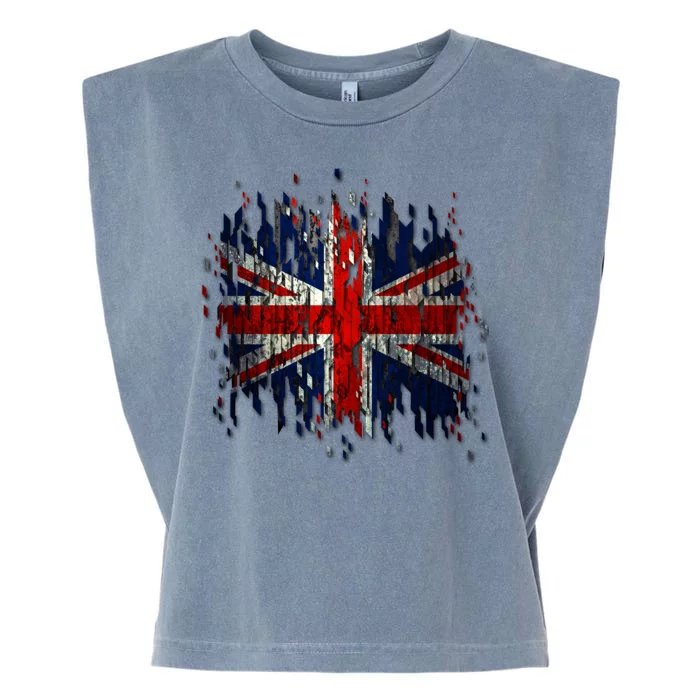 Ripped UK Great Britain Union Jack Torn Flag Garment-Dyed Women's Muscle Tee