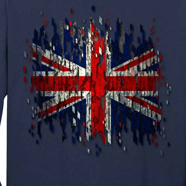 Ripped UK Great Britain Union Jack Torn Flag Long Sleeve Shirt