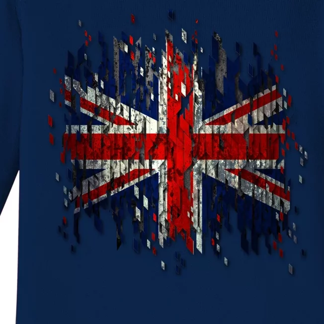 Ripped UK Great Britain Union Jack Torn Flag Baby Long Sleeve Bodysuit