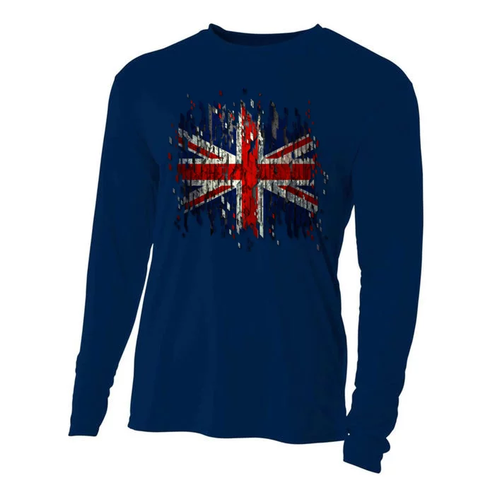 Ripped UK Great Britain Union Jack Torn Flag Cooling Performance Long Sleeve Crew