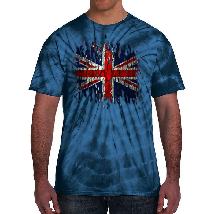 Ripped UK Great Britain Union Jack Torn Flag Tie-Dye T-Shirt