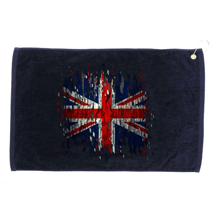 Ripped UK Great Britain Union Jack Torn Flag Grommeted Golf Towel