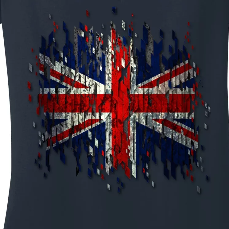 Ripped UK Great Britain Union Jack Torn Flag Women's V-Neck T-Shirt