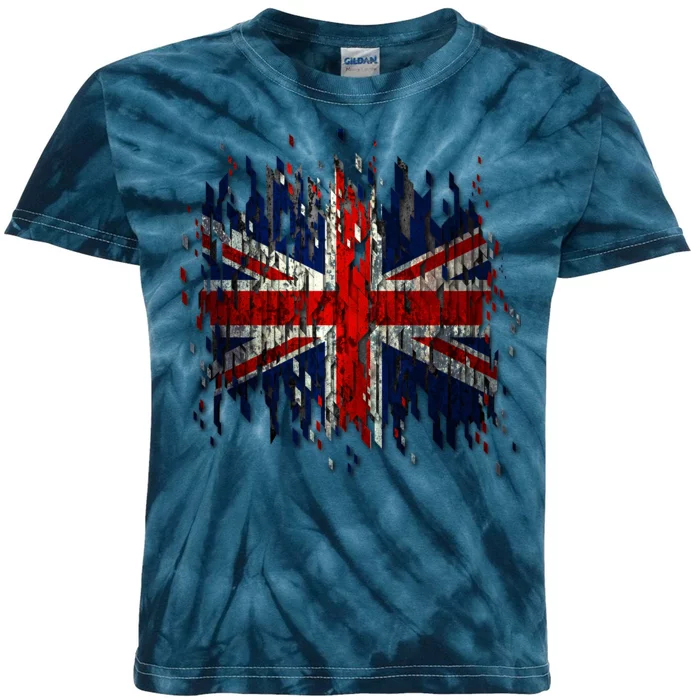 Ripped UK Great Britain Union Jack Torn Flag Kids Tie-Dye T-Shirt