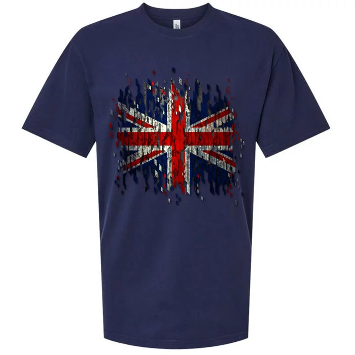 Ripped UK Great Britain Union Jack Torn Flag Sueded Cloud Jersey T-Shirt