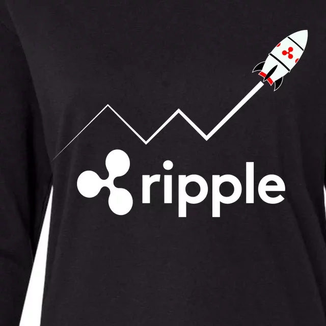 Ripple XRP To the Moon Crypto Rocket Chart Womens Cotton Relaxed Long Sleeve T-Shirt