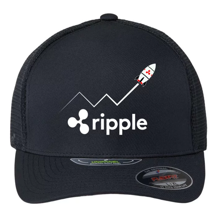 Ripple XRP To the Moon Crypto Rocket Chart Flexfit Unipanel Trucker Cap