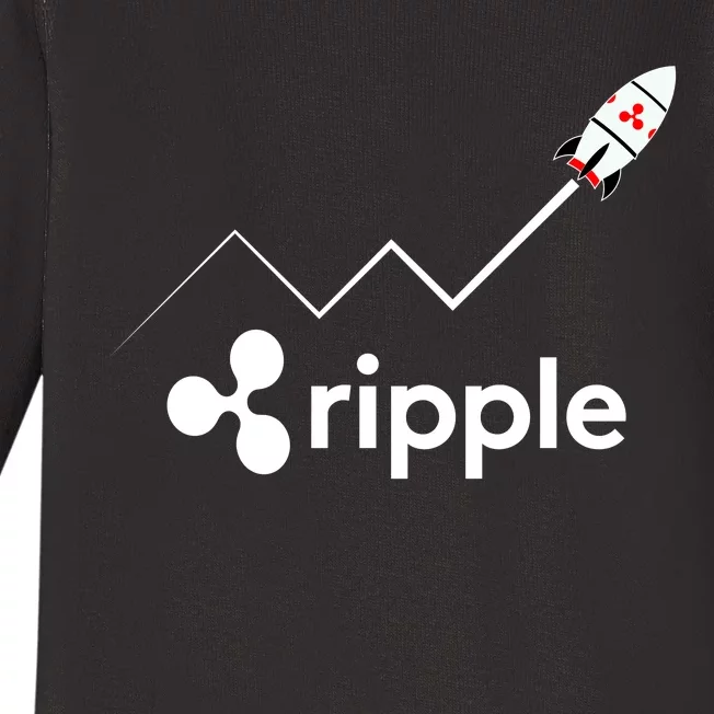 Ripple XRP To the Moon Crypto Rocket Chart Baby Long Sleeve Bodysuit