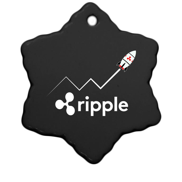 Ripple XRP To the Moon Crypto Rocket Chart Christmas Ornament