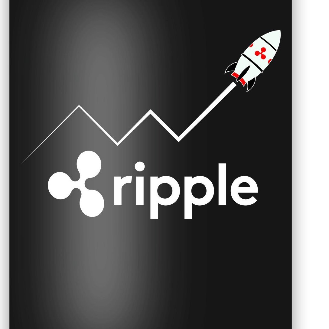Ripple XRP To the Moon Crypto Rocket Chart Poster