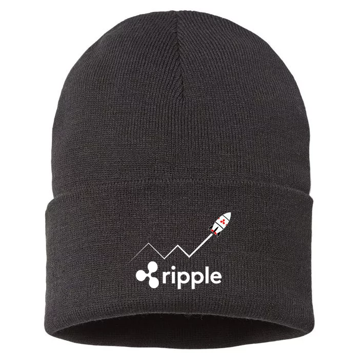 Ripple XRP To the Moon Crypto Rocket Chart Sustainable Knit Beanie