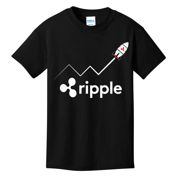 Ripple XRP To the Moon Crypto Rocket Chart Kids T-Shirt