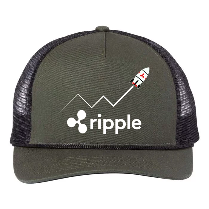 Ripple XRP To the Moon Crypto Rocket Chart Retro Rope Trucker Hat Cap