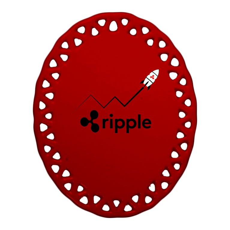Ripple XRP To the Moon Crypto Rocket Chart Oval Ornament