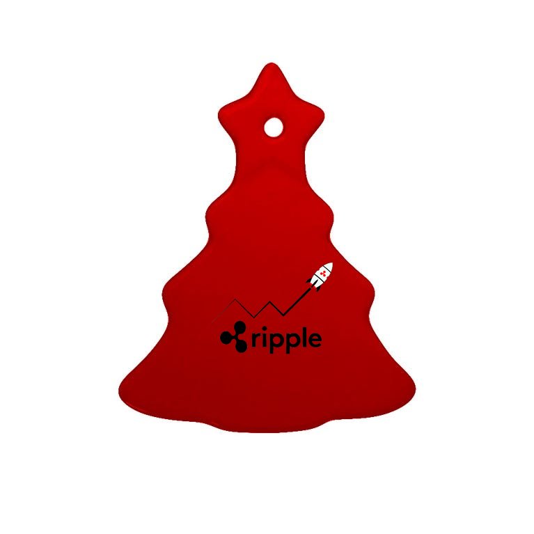 Ripple XRP To the Moon Crypto Rocket Chart Tree Ornament