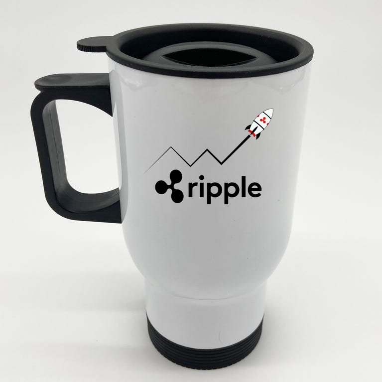 Ripple XRP To the Moon Crypto Rocket Chart Stainless Steel Travel Mug