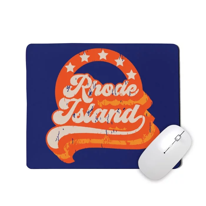 Rhode Island Retro Distressed 70s Style Stars Home State Mousepad