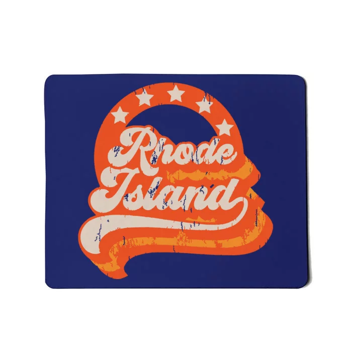 Rhode Island Retro Distressed 70s Style Stars Home State Mousepad