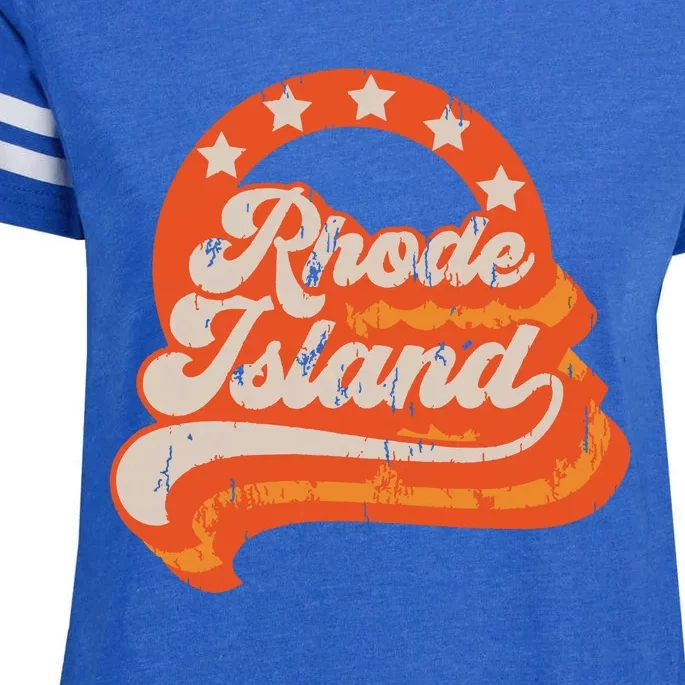 Rhode Island Retro Distressed 70s Style Stars Home State Enza Ladies Jersey Football T-Shirt