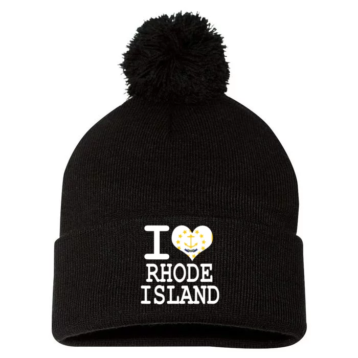 Rhode Island Rhode Island Flag Map Usa Pom Pom 12in Knit Beanie