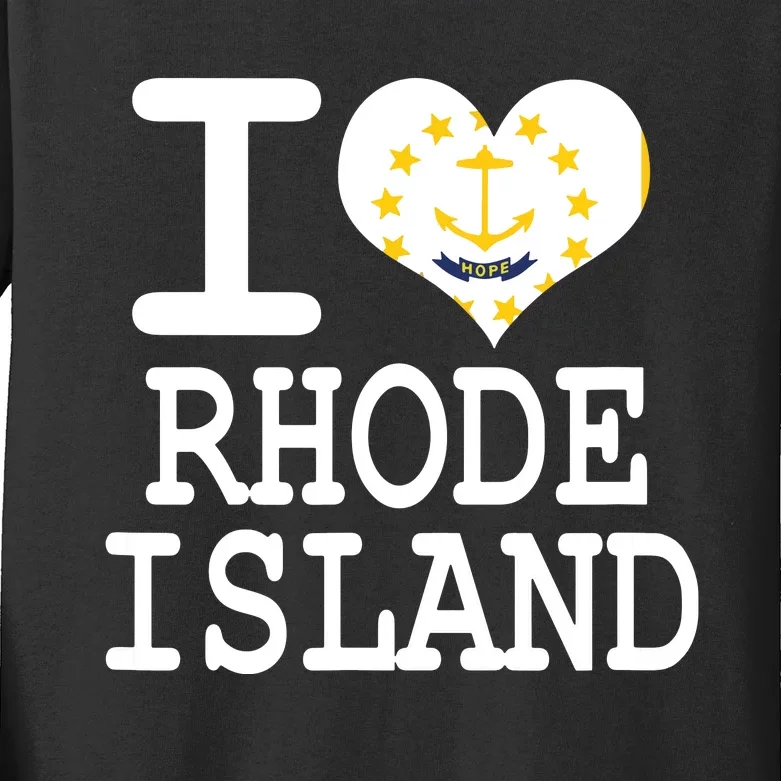 Rhode Island Rhode Island Flag Map Usa Kids Long Sleeve Shirt