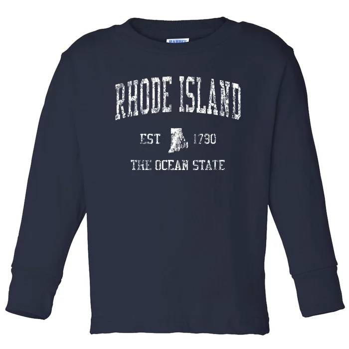 Rhode Island Ri Vintage Sports Design Toddler Long Sleeve Shirt