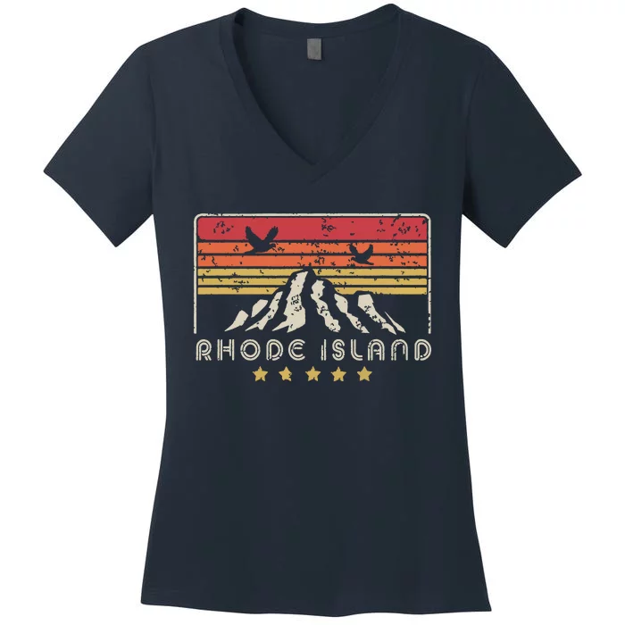 Rhode Island Retro Style Ri Usa Women's V-Neck T-Shirt