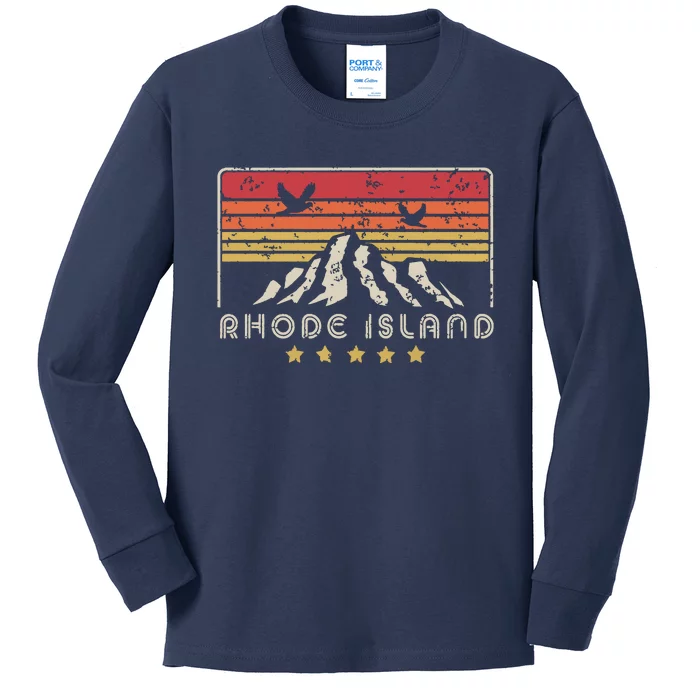 Rhode Island Retro Style Ri Usa Kids Long Sleeve Shirt