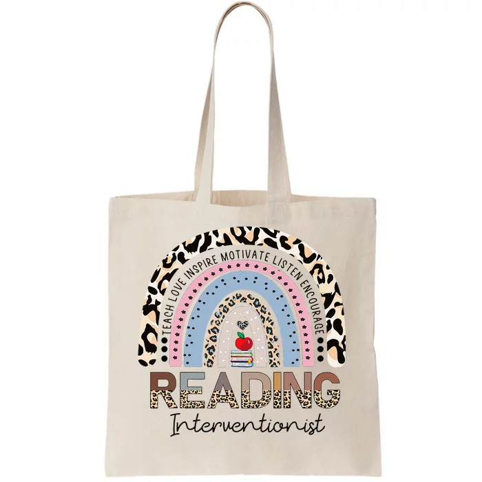 Reading Interventionist Reading Teacher Specialist Rainbow Tote Bag