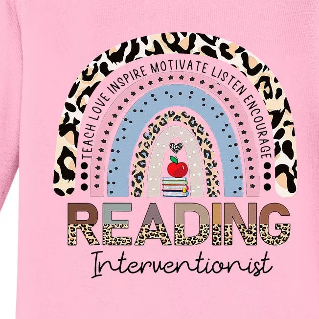 Reading Interventionist Reading Teacher Specialist Rainbow Baby Long Sleeve Bodysuit