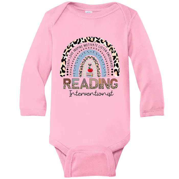 Reading Interventionist Reading Teacher Specialist Rainbow Baby Long Sleeve Bodysuit