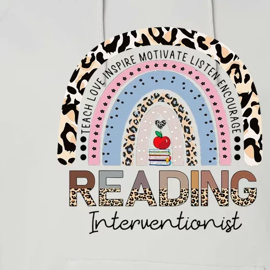 Reading Interventionist Reading Teacher Specialist Rainbow Performance Fleece Hoodie