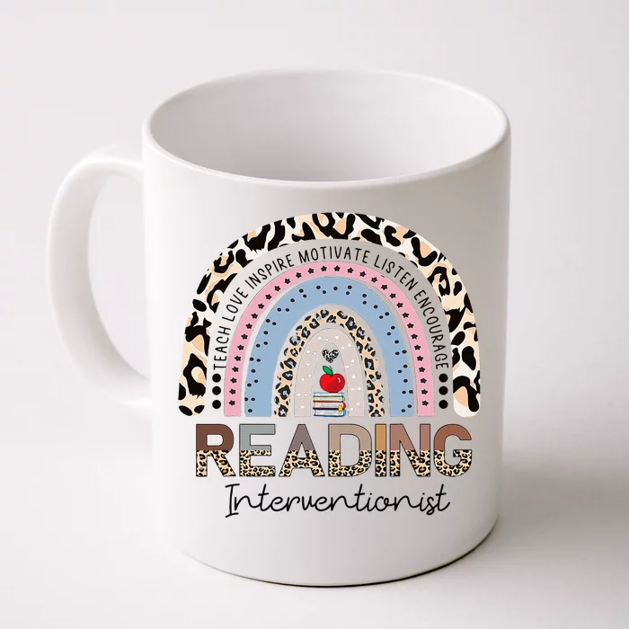 Reading Interventionist Reading Teacher Specialist Rainbow Front & Back Coffee Mug