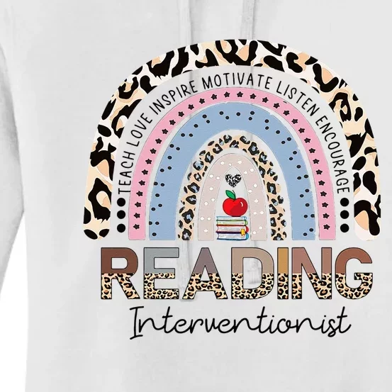 Reading Interventionist Reading Teacher Specialist Rainbow Women's Pullover Hoodie