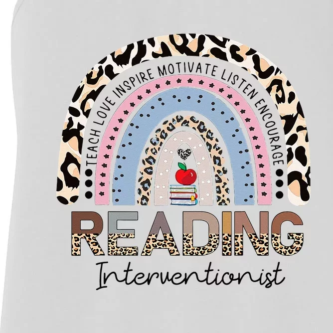 Reading Interventionist Reading Teacher Specialist Rainbow Women's Racerback Tank