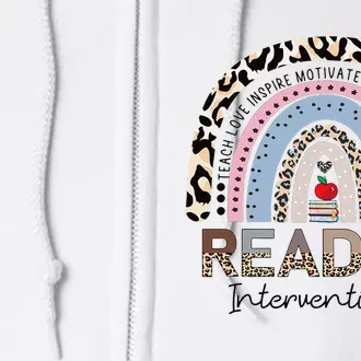 Reading Interventionist Reading Teacher Specialist Rainbow Full Zip Hoodie