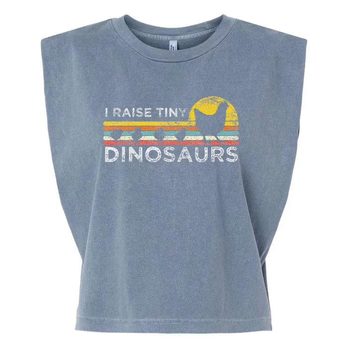 Retro I Raise Tiny Dinosaurs Chicken - Vintage Farmer Garment-Dyed Women's Muscle Tee