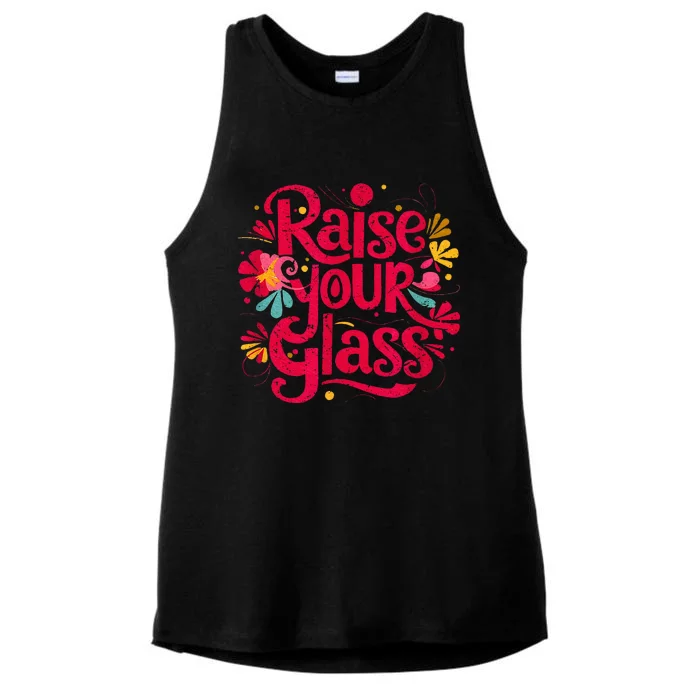 Retro I Raise Your Glass Ladies Tri-Blend Wicking Tank