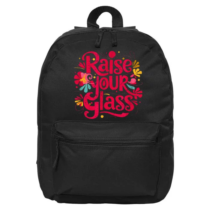 Retro I Raise Your Glass 16 in Basic Backpack