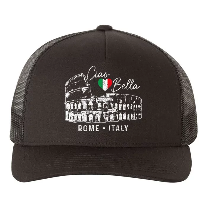 Rome Italy Roma Italia Colosseum Vintage Italian Flag Yupoong Adult 5-Panel Trucker Hat