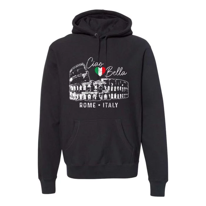 Rome Italy Roma Italia Colosseum Vintage Italian Flag Premium Hoodie