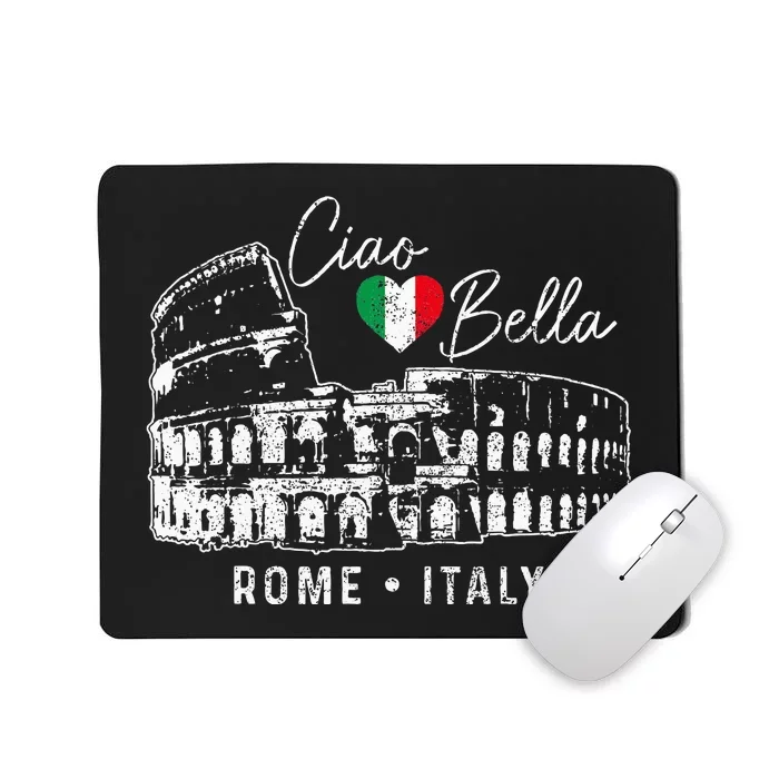 Rome Italy Roma Italia Colosseum Vintage Italian Flag Mousepad